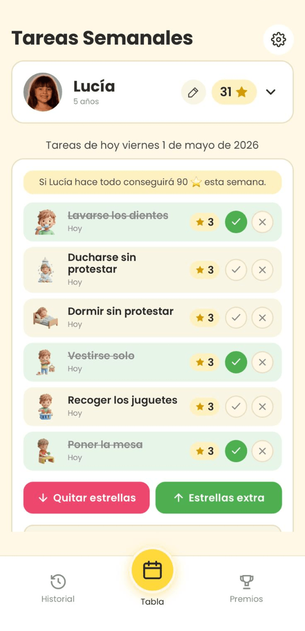 Kidiwin weekly chore chart screenshot
